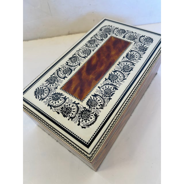 Wood One of a Kind Artist Made Decorative Faux Tortoise and Pen & Ink Box For Sale - Image 7 of 15
