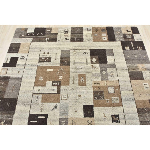 Textile Gabbeh Rug 6’8” X 9’9” Gray Wool Hand-Knotted Carpet For Sale - Image 7 of 15