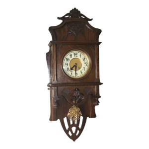 1905 Antique Lenzkirch Black Forest German Wall Wood Mechanical Clock With Bronze Pendulum