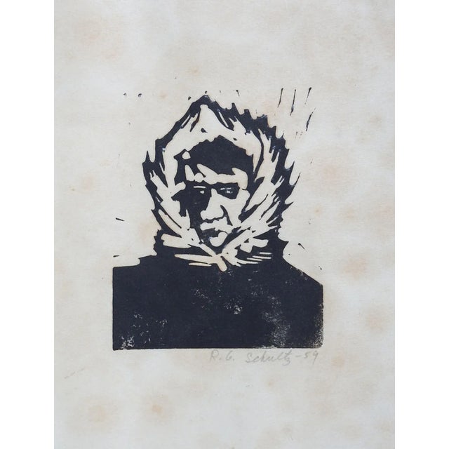 Portraiture Vintage 1959 Woodcut Portrait Early Polar Arctic Explorer For Sale - Image 3 of 5
