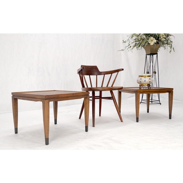 Mid Century Modern Square Walnut Side End Tables Removable Legs - A Pair For Sale - Image 10 of 12