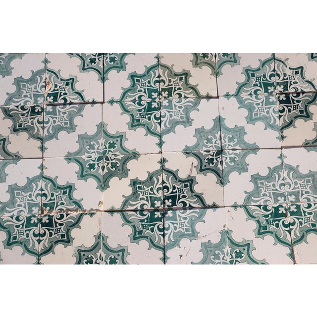 Antique 1920s Set of 78 Antique Large Art Deco Geometric Floral Tiles Portuguese For Sale - Image 14 of 18