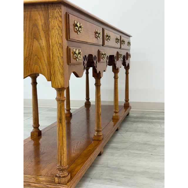 Traditional Late 20th Century Hickory Furniture Co Oak Welsh Sideboard / Credenza / Buffet For Sale - Image 3 of 14