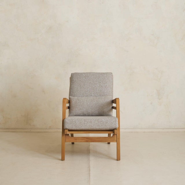 French Lounge Chair + Pillow in the Manner of René Gabriel, 1940s - 2 Available For Sale - Image 4 of 11