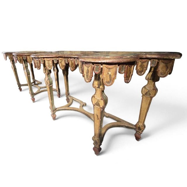 Venetian Polychrome and Giltwood Consoles in the style of Lacca Povera, 1790, Set of 2 For Sale - Image 14 of 18