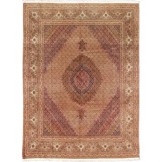 Vintage Persian Tabriz Rug With Diamond Medallion Design in Rich Burgundy For Sale