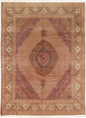Vintage Persian Tabriz Rug With Diamond Medallion Design in Rich Burgundy