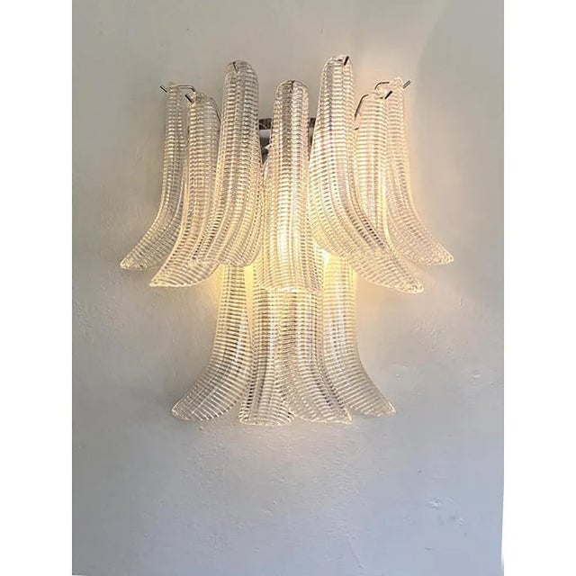 Early 21st Century Transparent Diamanted Murano Glass Selle Wall Sconces by Simoeng, Set of 2 For Sale - Image 5 of 12