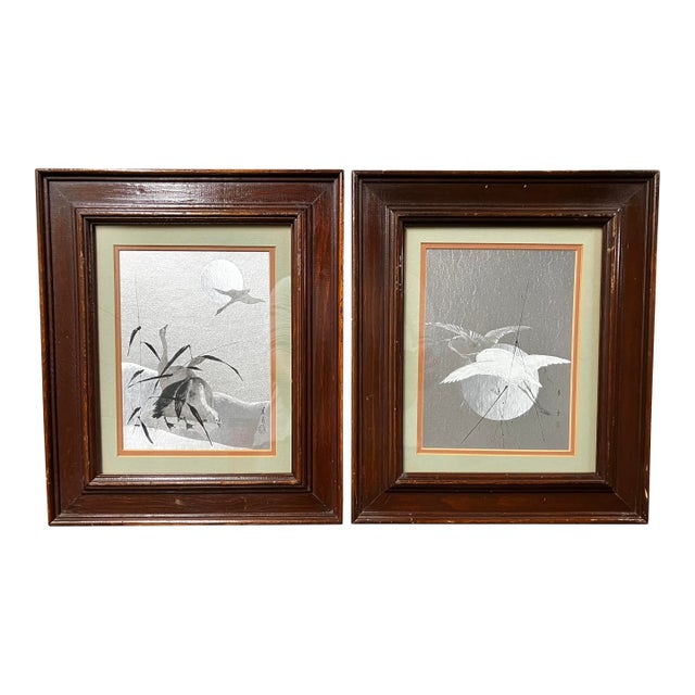 Pair of Vintage Wood Framed Japanese Woodblock Reproduction Prints, Part of the Shin-Hanga ("New Prints") Movement For Sale