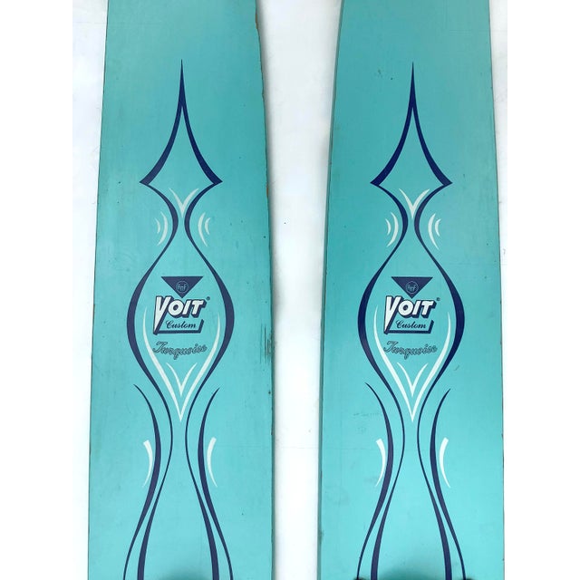 American Vintage Voit Turquoise Water Skis For Sale - Image 3 of 6