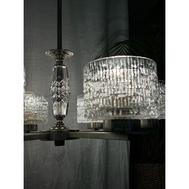 Silver Vintage Six-Arm Chandelier, Sweden, 1960s For Sale - Image 8 of 13