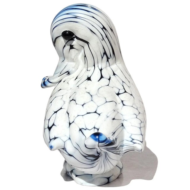 Mid 20th Century Vintage Murano Archimede Seguso Black White Italian Art Glass Baby Duck Bird Figurine Sculpture For Sale - Image 5 of 7