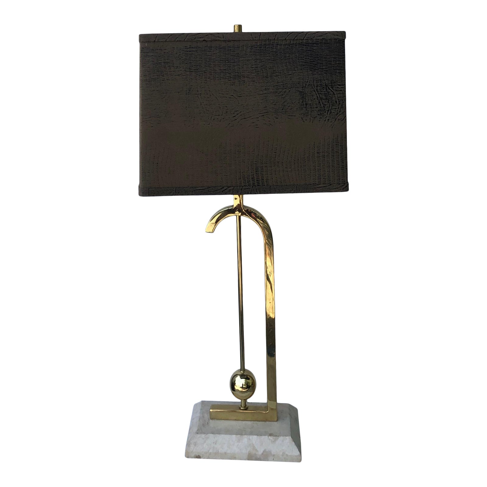 Vintage Brass and Travertine Table Lamp Chairish