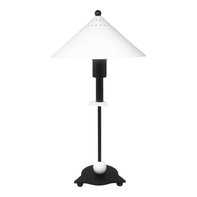 1980s Postmodern Black and White Table Lamp For Sale
