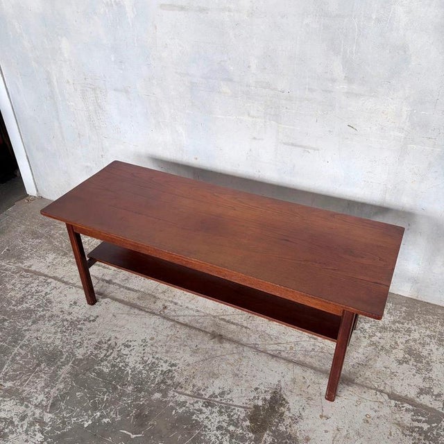 Contemporary Mid-Century Teak Coffee Table with Undershelf Storage For Sale - Image 3 of 10