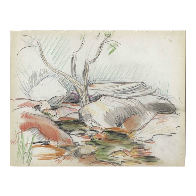 Grace Spongberg Creek Landscape Drawing For Sale