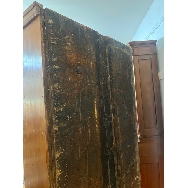 Brown Late 19th Century Primitive Wide Plank Pine Step Back Cupboard For Sale - Image 8 of 12