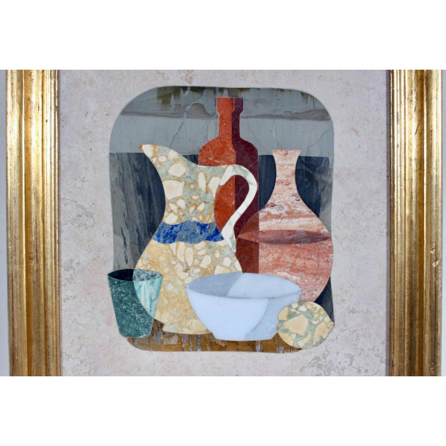 G. Ugolini Pietra Dura Framed Natural Stone Still Life Wall Art, 1950's For Sale - Image 4 of 16