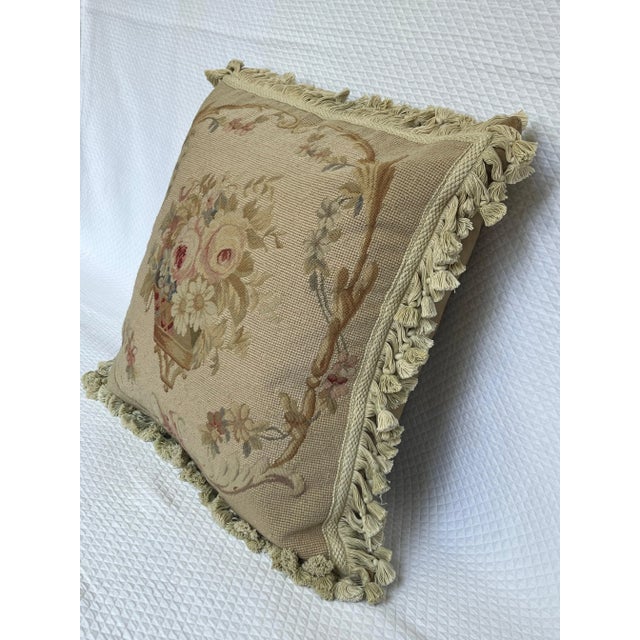 1990s Needle Point Pillow From Chelsea Textiles With Compote Floral Design 20" Sq For Sale - Image 9 of 13