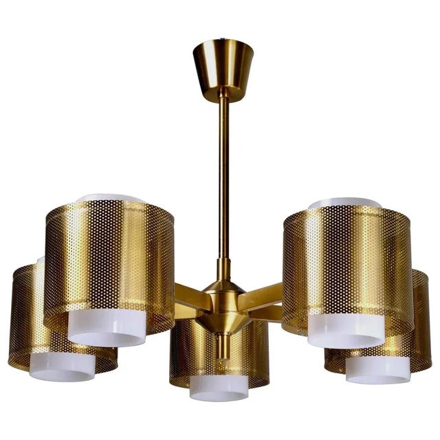 Brass Ceiling Lamp attributed to Holger Johansson, Sweden, 1960s For Sale - Image 11 of 11