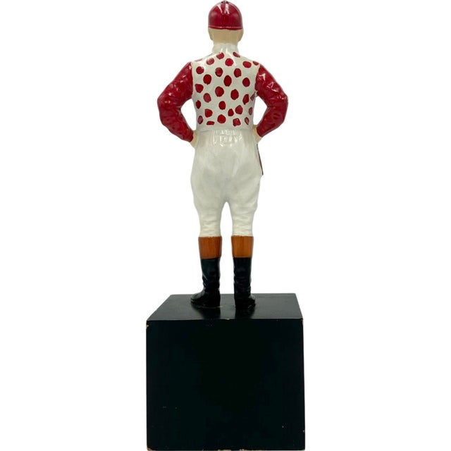 Mid 20th Century Vintage Red Polka Dot Equestrian Jockey Bookend Statue 13"h For Sale - Image 5 of 12
