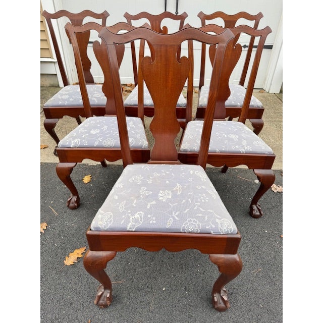 Brown Early 20th Century Beautiful Set of 6 Solid Mahogany Chippendale Style Dining Chairs With Ball and Claw Feet For Sale - Image 8 of 8
