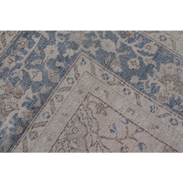Vintage Turkish Oushak Rug, Distressed Floral Design, Cream & Blue 9'5 X 11'10 For Sale - Image 16 of 16