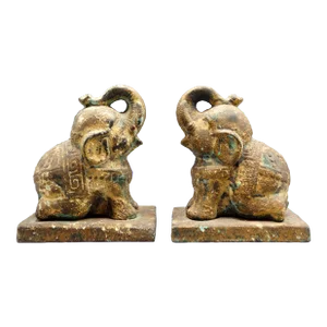 Mid Century Elephant Bookends, a Pair