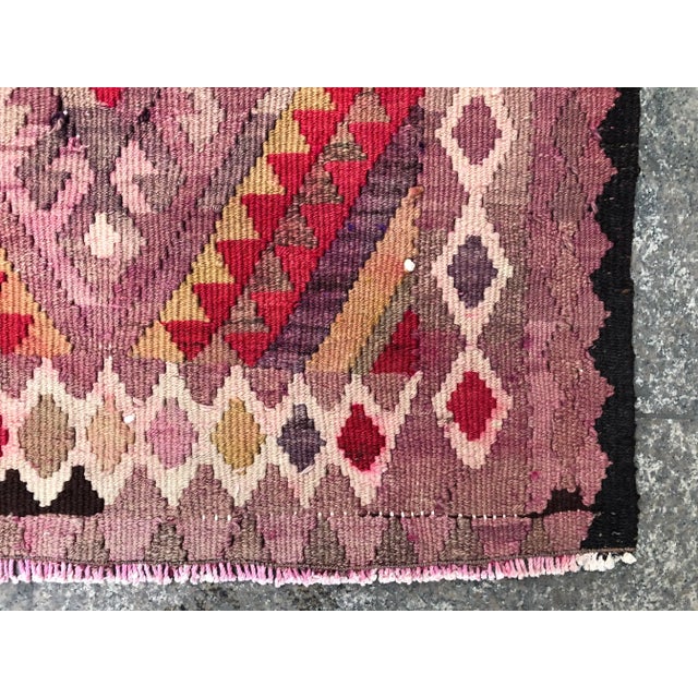 Turkish Vintage Turkish Handwoven Floral Runner- 2′10″ × 12′4″ For Sale - Image 3 of 11