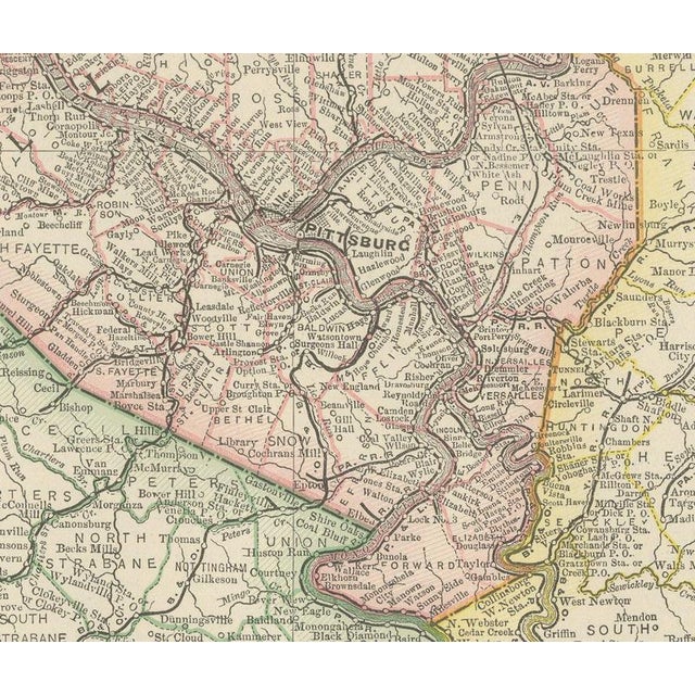 Antique Map of Pittsburg and Allegheny The Steel City from Rand McNally, 1899 For Sale - Image 3 of 12