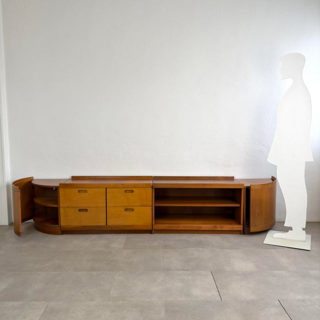 Set of 5 walnut modules from the Fiorenza series, designed by Tito Agnoli and produced by Molteni in the 1970s. The set...