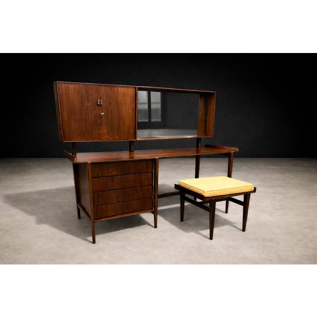 Brazilian Modern Dresser With Stool in Rosewood, Carlo Hauner for Forma, 1950s For Sale - Image 15 of 16