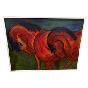 Enormous Framed Contemporary Oil on Canvas of Horses
