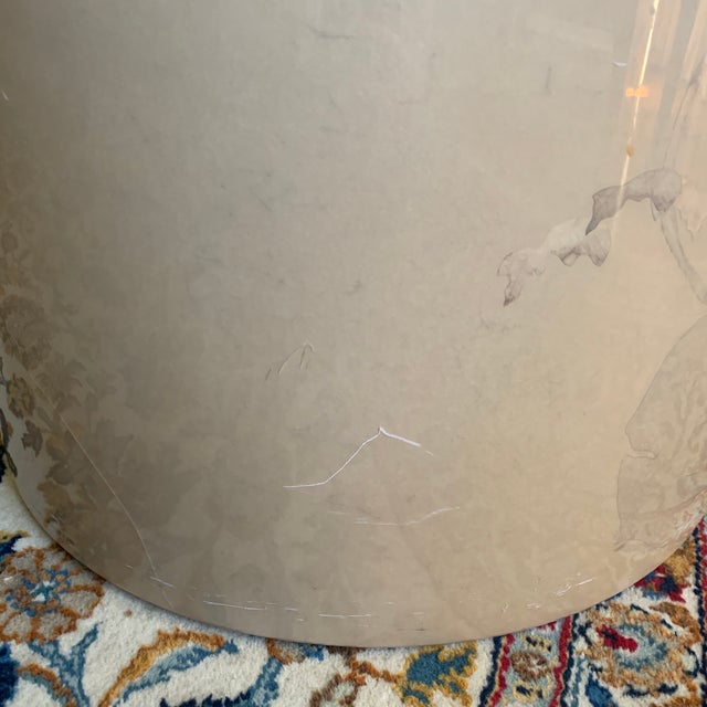 1970s 1970s Aldo Tura Style Laquered Martin Lily Pad Design Hand-Painted and Lacquered Parchment Drum Table For Sale - Image 5 of 10