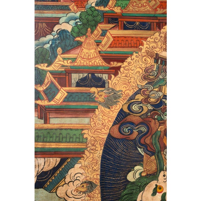 19th Century Tibetan Thangka of the Guardian of the North and God of Wealth For Sale In Denver - Image 6 of 9