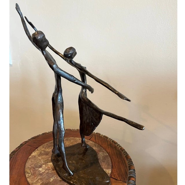 Mid-Century Modern Vintage Mid-Century Modern Abstract Cast Brass Ballet Dancers Sculpture For Sale - Image 3 of 6