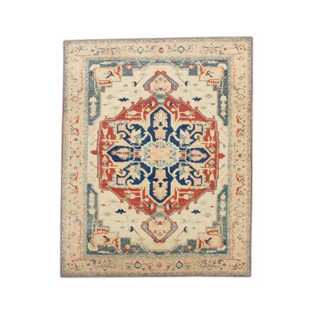 Early 21st Century Turkish Blue & Red Fine Woven Oushak Rug For Sale In Houston - Image 6 of 6