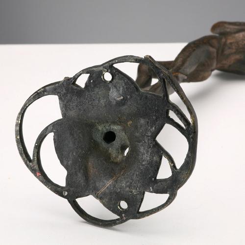 Brown Art Nouveau Bronze Candleholder For Sale - Image 8 of 10