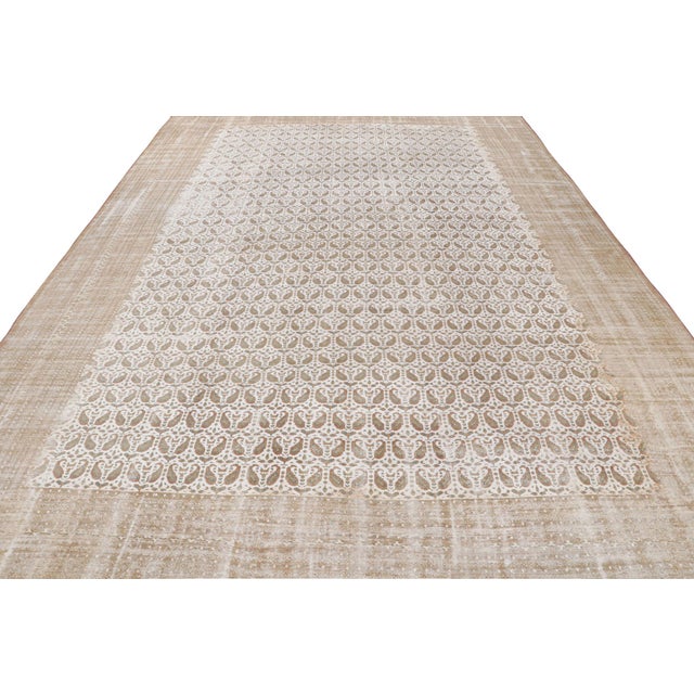 Rug & Kilim Antique Boteh Paisley Beige and Off-White Wool Rug For Sale - Image 4 of 7