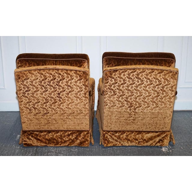 Vintage Bespoke Velvet Connaught Armchairs from Dudgeon London, Set of 2 For Sale - Image 4 of 14