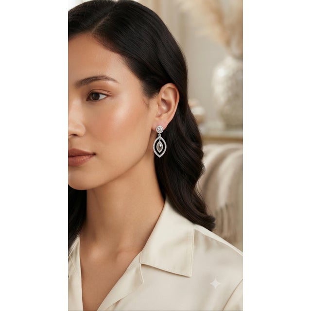 Natural Diamond 1.52cts Earring in 14k Gold For Sale - Image 4 of 8