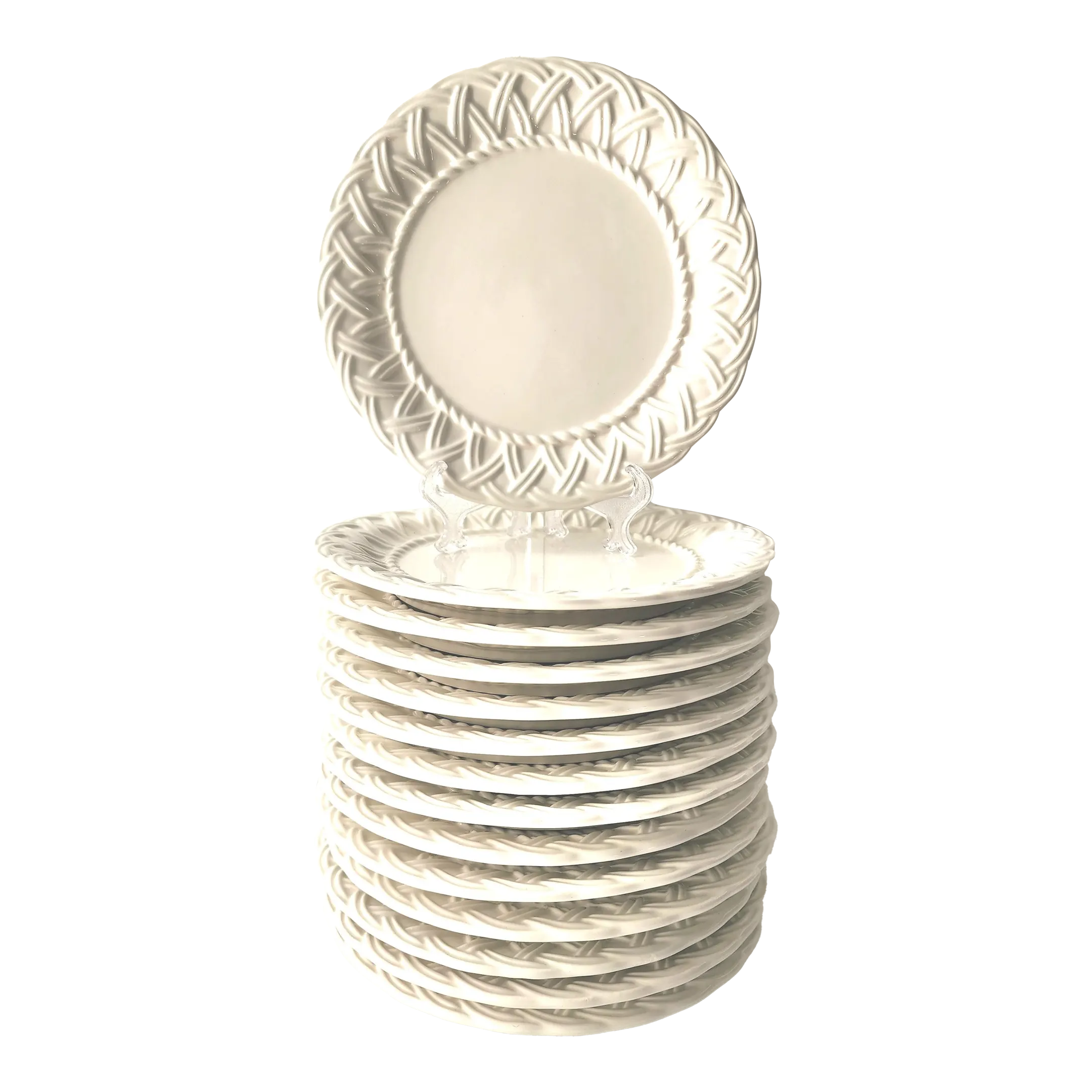 2000's Tiffany & Co. White Woven Salad Plates - Set of 14 | Chairish