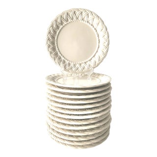 2000's Tiffany & Co. White Woven Salad Plates - Set of 14 For Sale