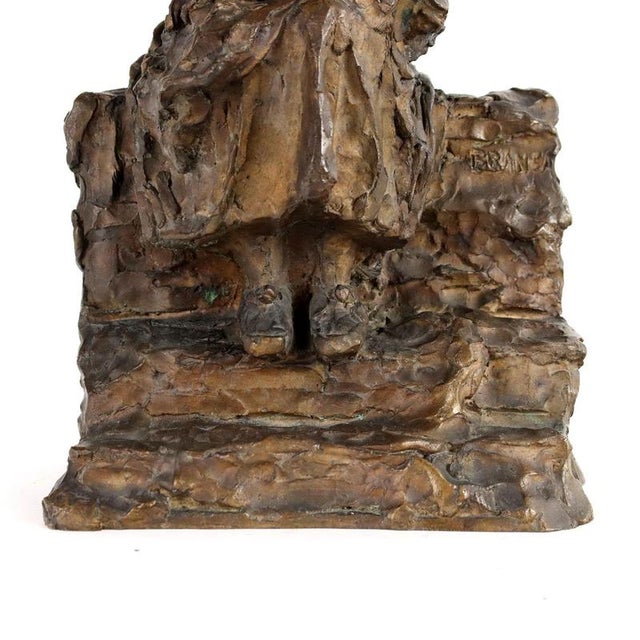 Metal Young Peasant Girl in Bronze by Giulio Branca For Sale - Image 7 of 9