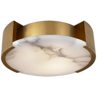 Kelly Wearstler for Visual Comfort Signature Melange Small Flush Mount in Antique-Burnished Brass with Alabaster For Sale