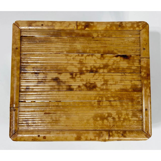 Large Vintage Burnt Tortoise Shell Bamboo Low Stool Drink Table Plant Stand For Sale In Kansas City - Image 6 of 8
