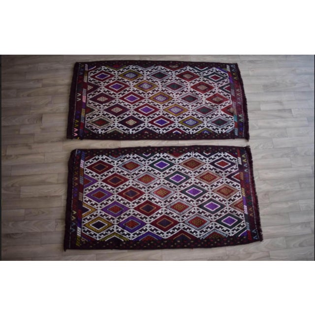 Vintage Turkish Cicim Rug 21.6'' X 41.3'' / 55x105cm 21.6'' X 40.1'' / 55x102cm Hand woven with high quality pure wool...