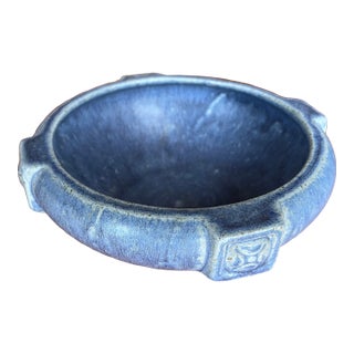 Mission Rookwood Peter's & Reed or Rookwood Matte Blue Pottery Ikebana Bowl For Sale