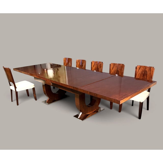 French Art Deco Dining Room Set in Mahogany, 1930s, Set of 7 For Sale - Image 4 of 13