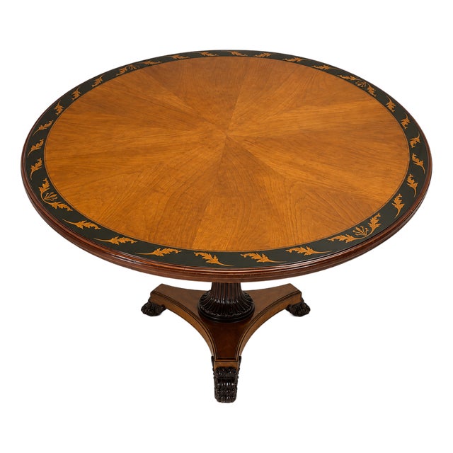 20th-C. Maitland-Smith Neo-Classical Style Inlaid Mahogany Round Dining or Center Table For Sale